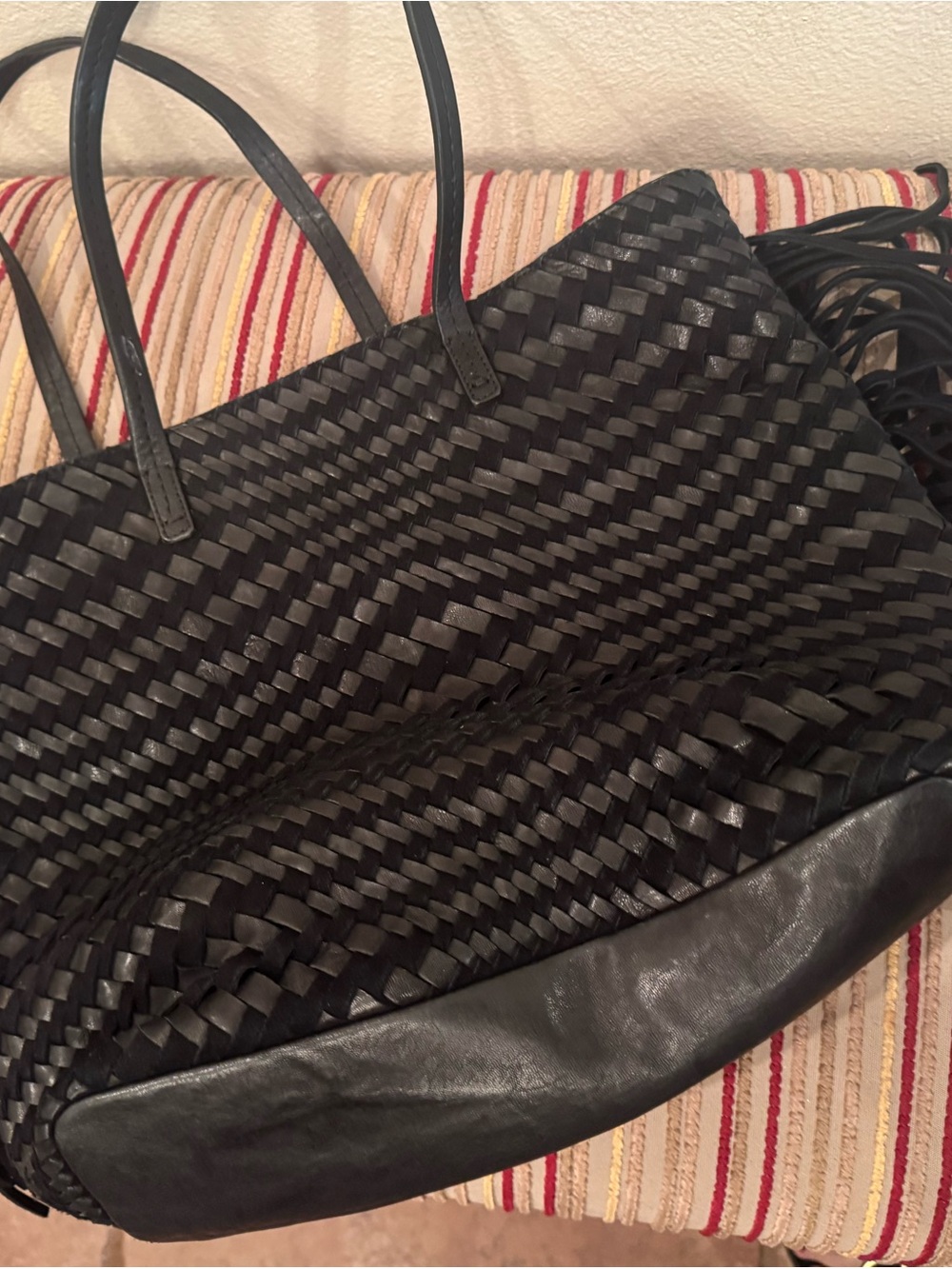 Johnny Was Black Woven Leather Tote